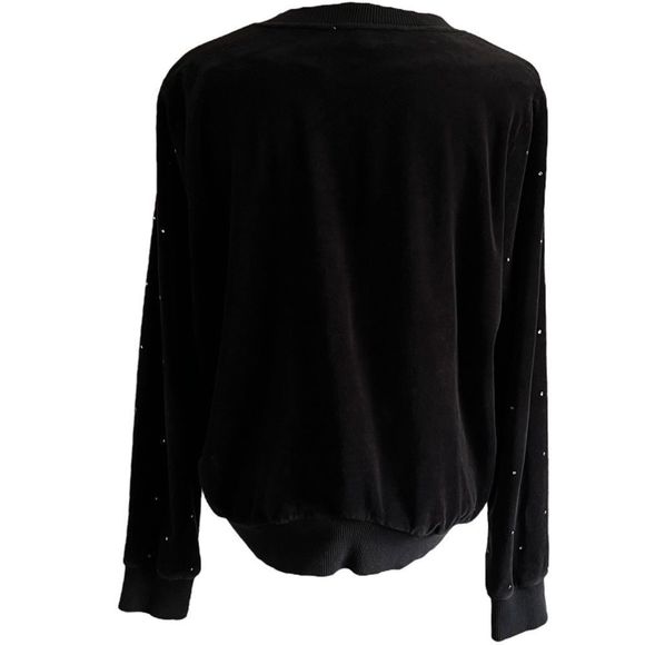 Michael Kors Black Velour Rhinestone Bomber Jacket  Large Black and gold - Picture 8 of 11